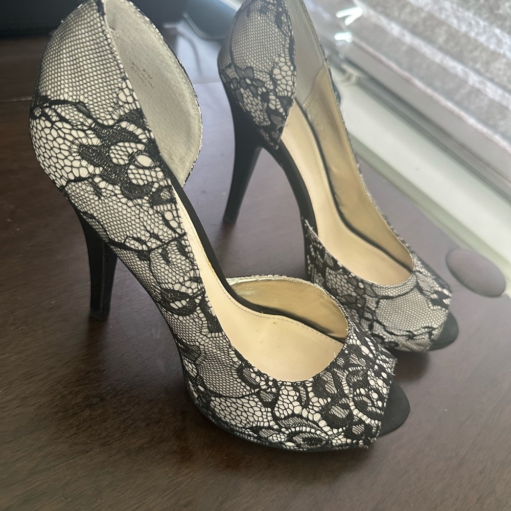 Disney Black and Cream Lace Heels